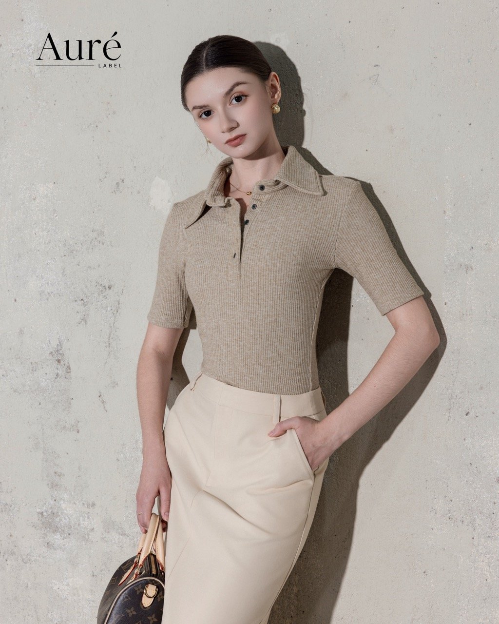 Polo Mocha Élégant X Beige Skirt