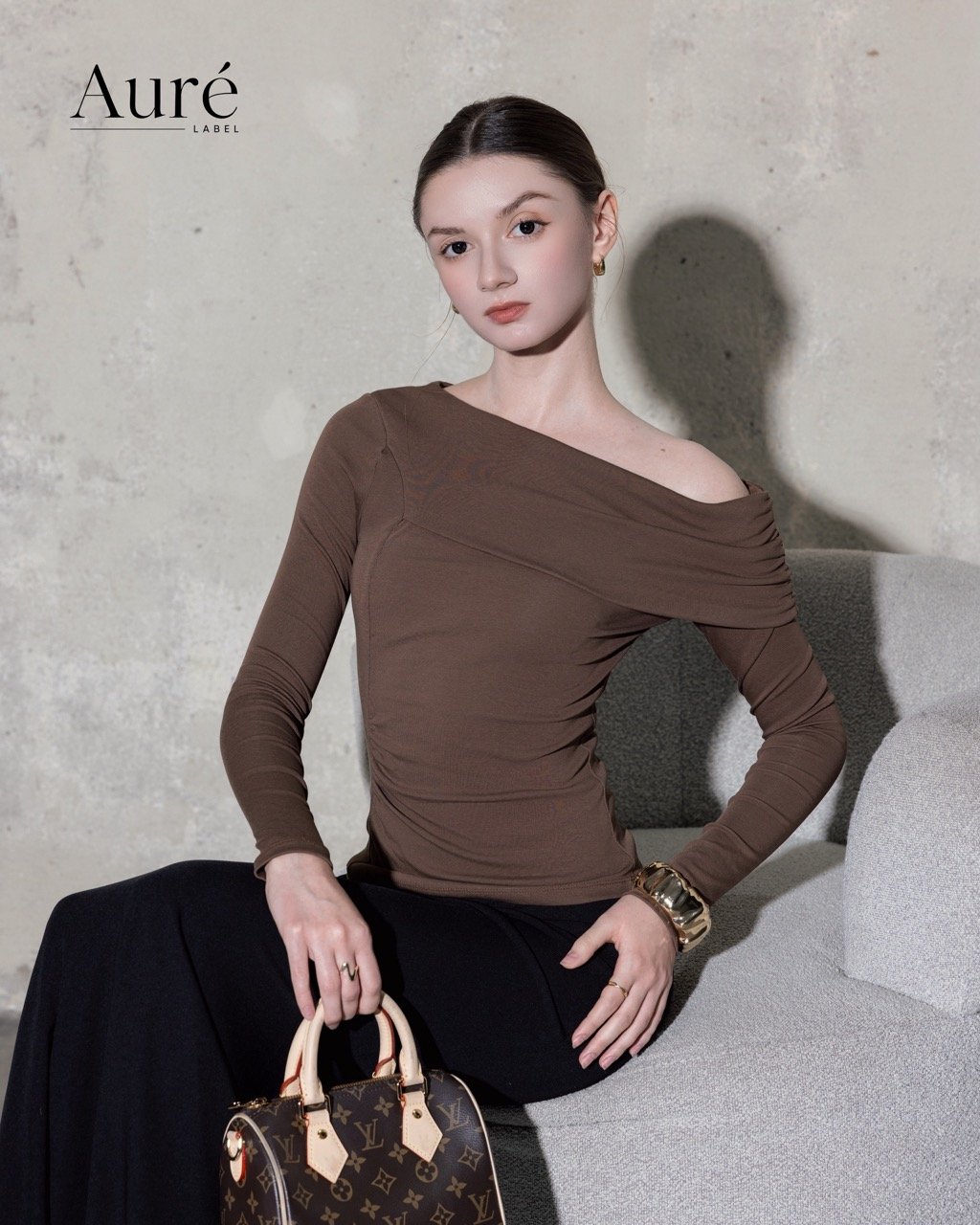 Brown Truffle Off-Shoulder X Black Mermaid Skirt