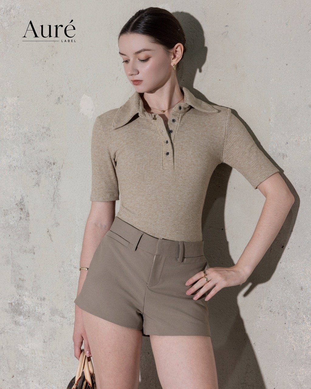 Polo Mocha Élégant X Beige Shorts - Ảnh 5