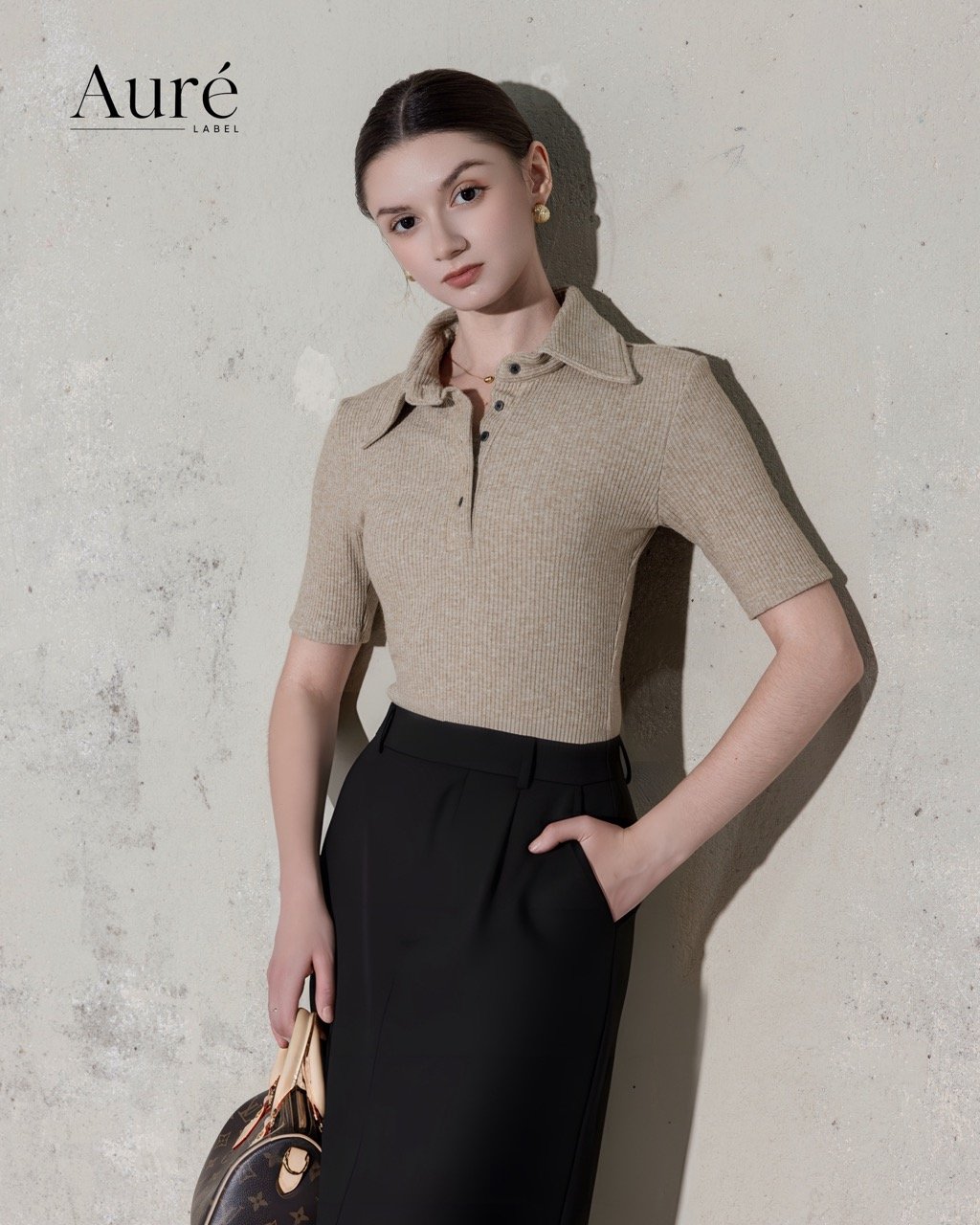 Polo Mocha Élégant X Black Skirt - Ảnh 7