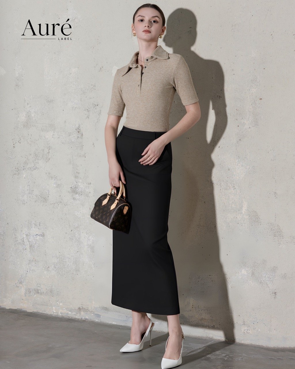 Polo Mocha Élégant X Black Skirt - Ảnh 5