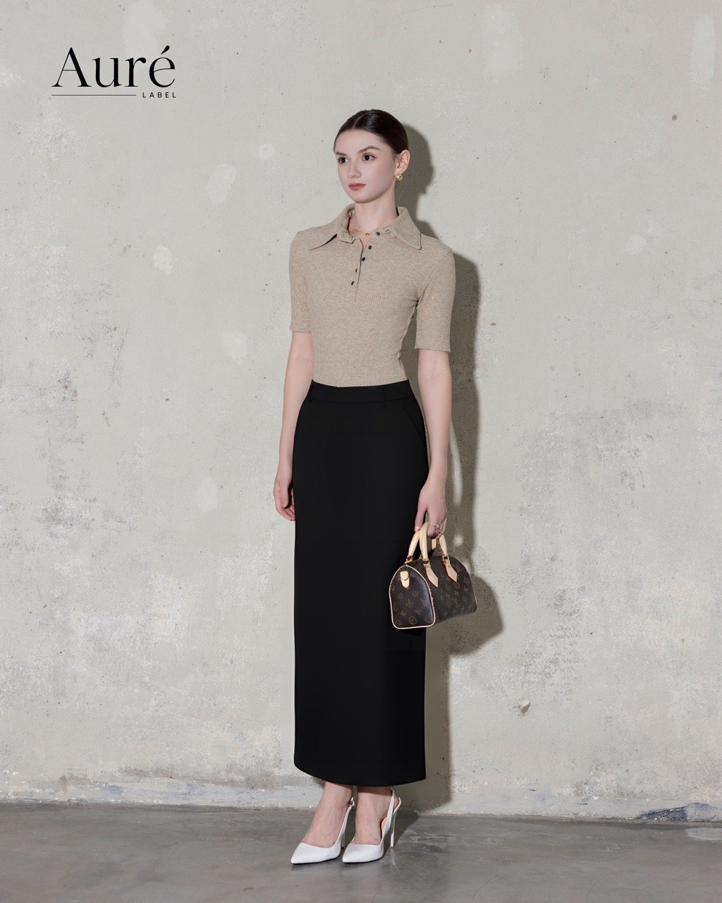 Polo Mocha Élégant X Black Skirt - Ảnh 3