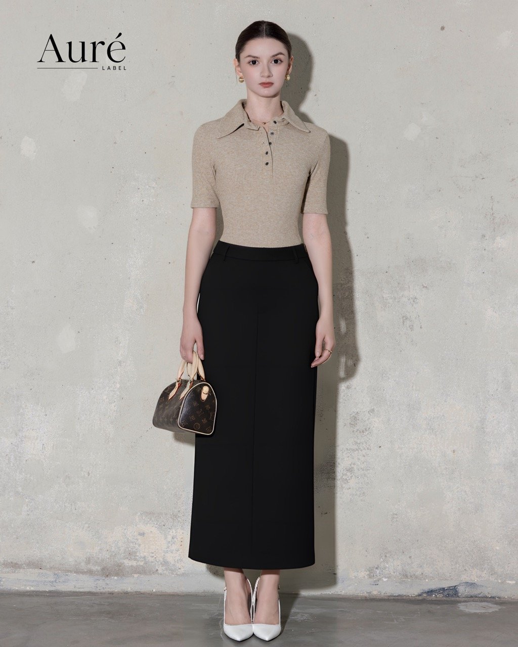 Polo Mocha Élégant X Black Skirt - Ảnh 2